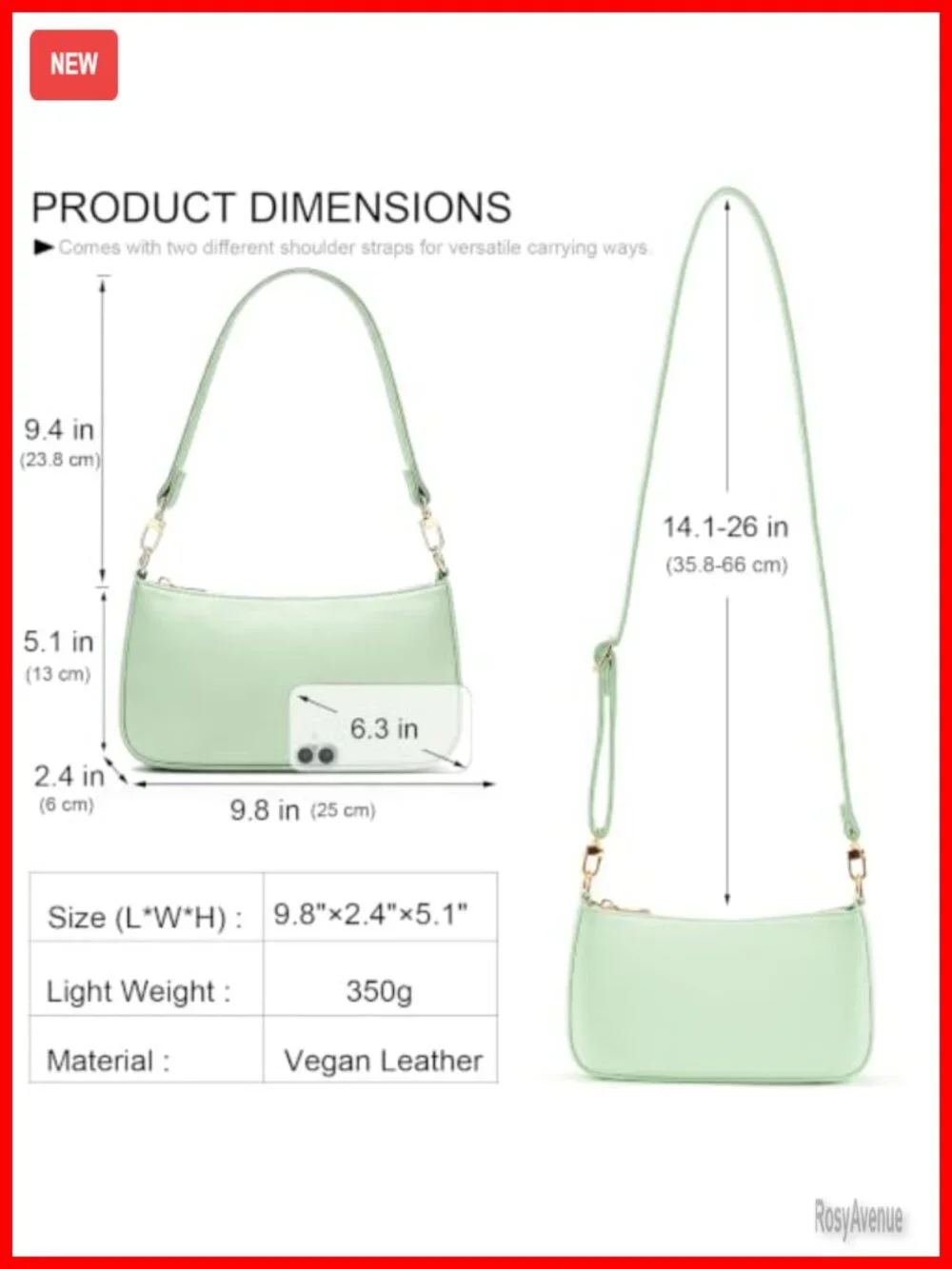 Vegan Leather Hobo Shoulder Bag Crossbody Purse with Adjustable Straps